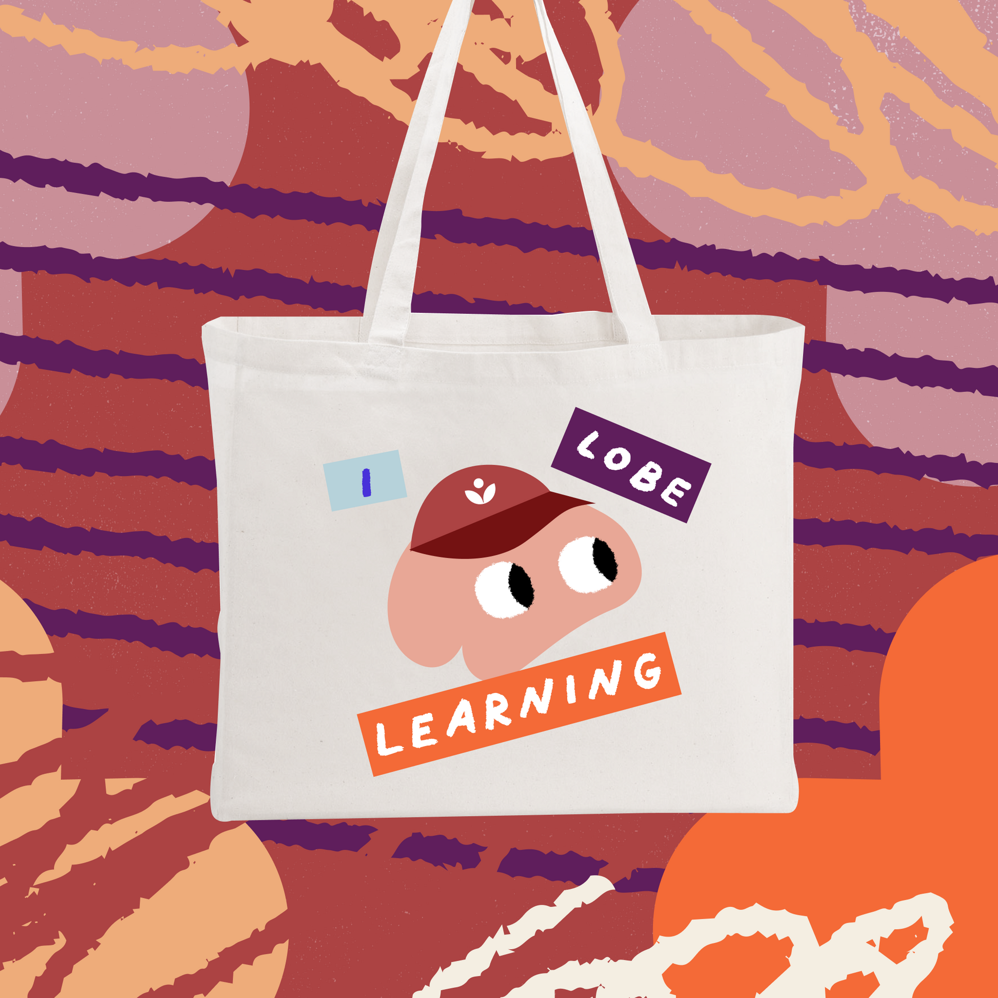I Lobe Learning natural canvas tote. Khan Academy